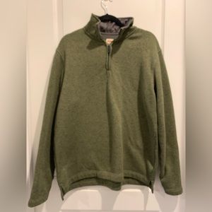 Wrangler Mens Large Quarter Zip Long Sleeve Green Pullover Fall Western Shirt